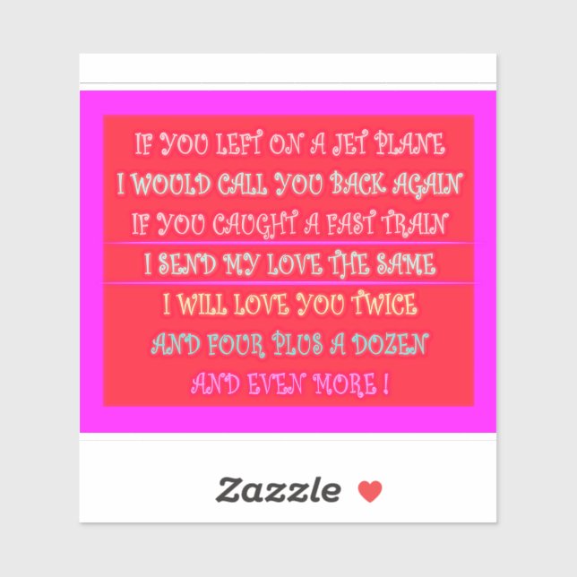 Romantische Gedichtkunst für Ihren Liebsten Aufkleber (Blatt)