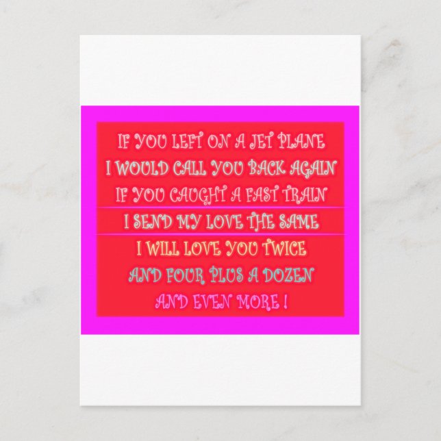 Romantische Gedichtkunst für Ihren Liebsten Postkarte (Vorderseite)