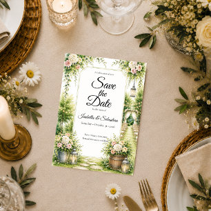 Romantische Geheimgarten-Eleganz-Hochzeit Save The Date