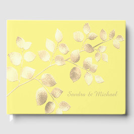 Romantische gelbe goldene Blätter Hochzeitsgast Gästebuch