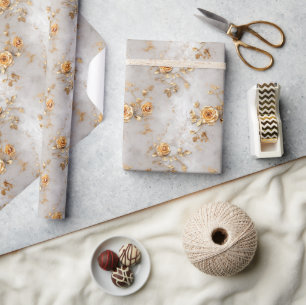 Romantische Gelbe Rosen Geschenkpapier