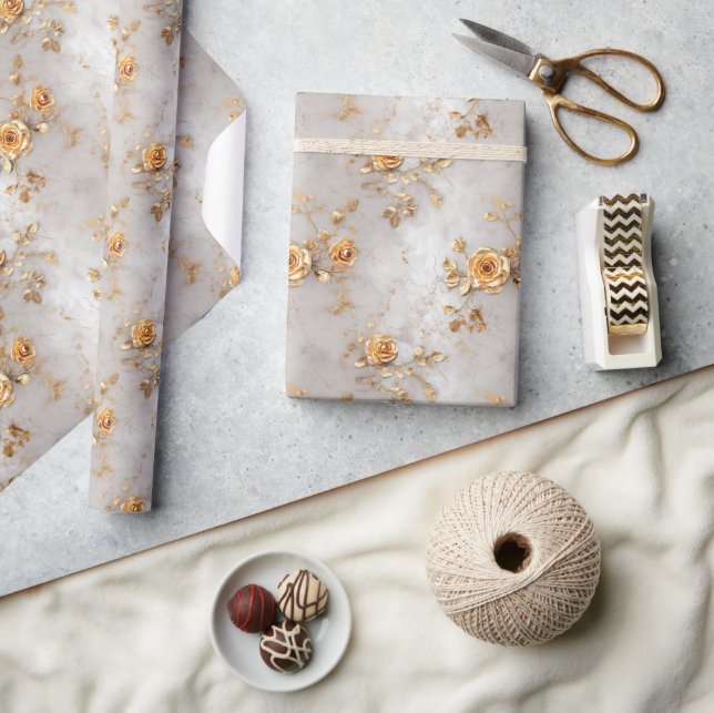 Romantische Gelbe Rosen Geschenkpapier (Kunsthandwerk)