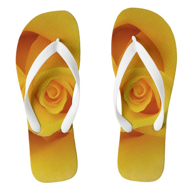 Romantische Gelbe Rosenblätter Flip Flops (Fußbett)