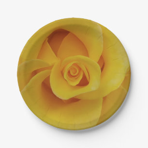 Romantische gelbe Rosenblüten Pappteller