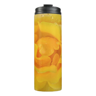Romantische gelbe Rosentropfen Thermosbecher