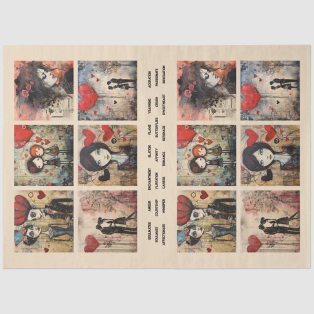 Romantische gemischte Medien Hintergrund Ehepaar V Seidenpapier (Vorderseite)