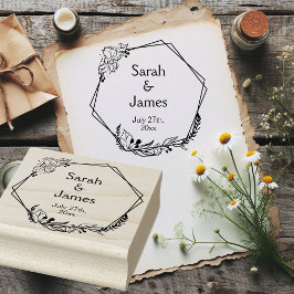 Romantische geometrische Namen Hochzeitdatum Kauts Gummistempel