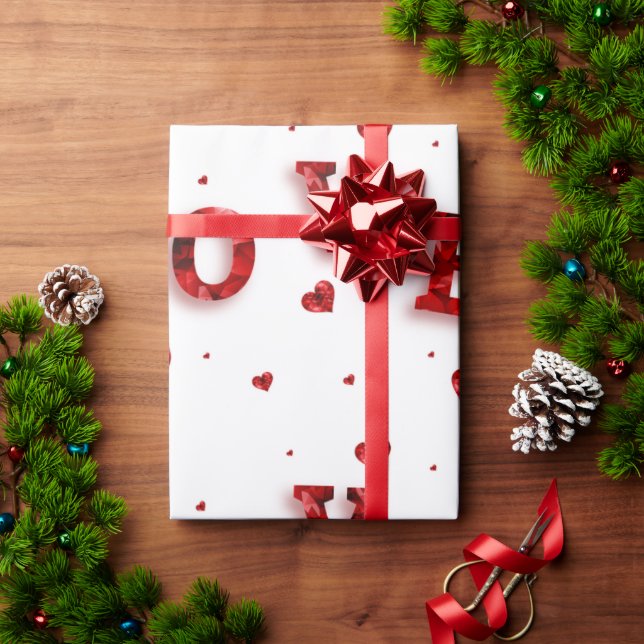 Romantische Geschenkwrap - "LIEBE" - Typografie Geschenkpapier (Feiertagsgeschenk)