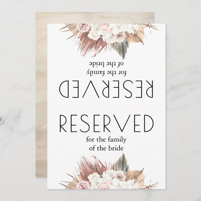 Romantische getrocknete Palm-Blätter Hochzeitsurku (Vorne/Hinten)