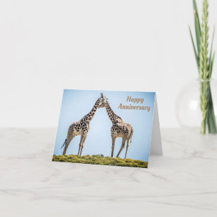 Romantische Giraffe Couple Portrait Happy Jubiläum Karte