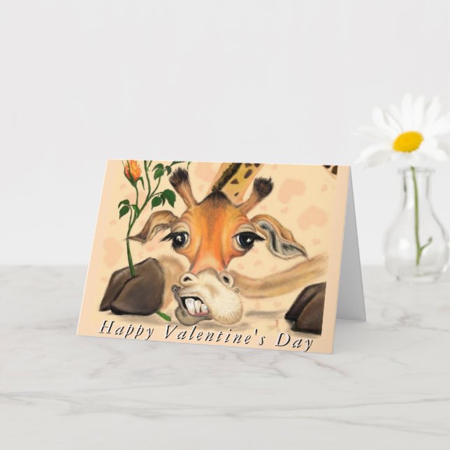 Romantische Giraffe Funny Valentine's Day Card Karte (Kleine Pflanze)