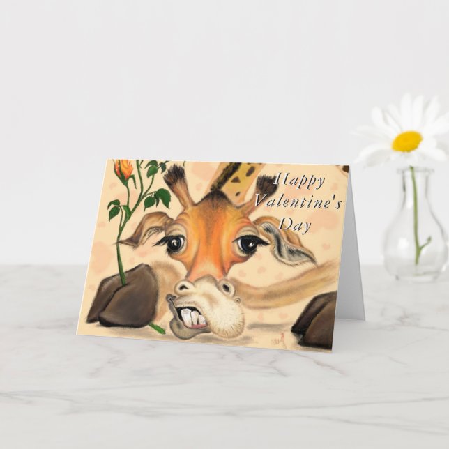 Romantische Giraffe Funny Valentine's Day Card Karte (Kleine Pflanze)