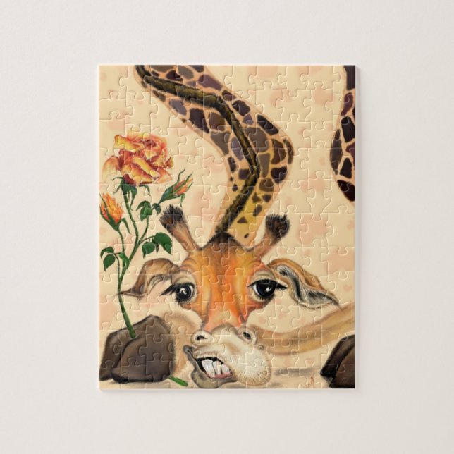 Romantische Giraffe - Gentleman - Funny Puzzle (Vertikal)