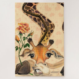 Romantische Giraffe mit Rose Funny Puzzle