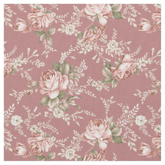 Romantische Girl Blush Rose - Dunkelrosa Hintergru Stoff (Nahaufnahme)