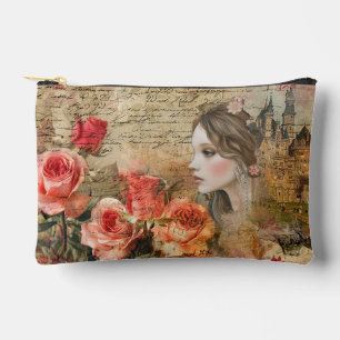 Romantische Girly Vintag Floral Abstrakt Collage Zubehörtasche