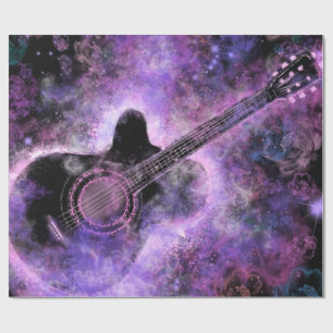 Romantische Gitarrenwrapping Paper Music Lila Geschenkpapier