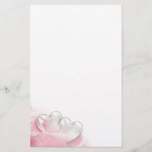 Romantische Glasherz-Rosen-Blumenblätter Briefpapier