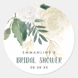 Romantische Glitzer Rose Brautparty Runder Aufkleber