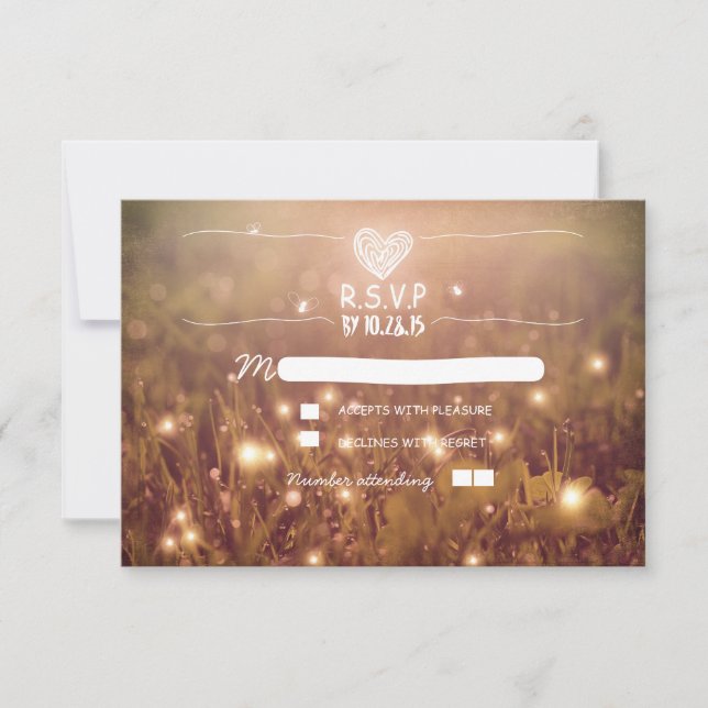 Romantische Glühbirnen Hochzeit RSVP Karte (Vorderseite)