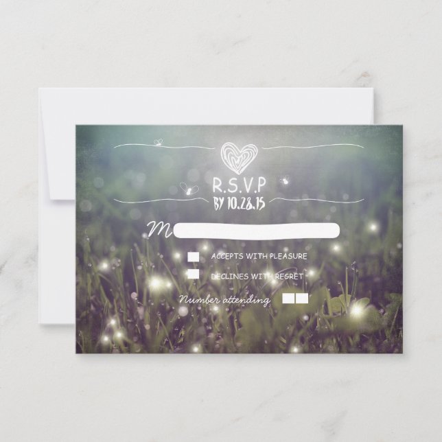 Romantische Glühbirnen Hochzeit RSVP Karte (Vorderseite)