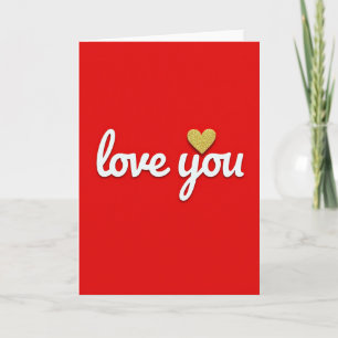 Romantische Gold-Herz-Liebe-Dich-Karte Karte