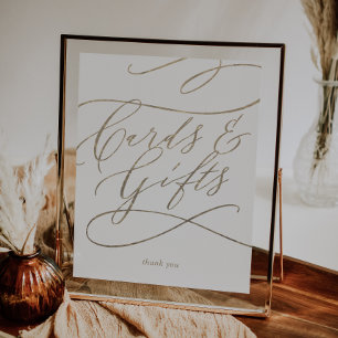 Romantische Gold-Kalligrafie-Karten und Geschenke Poster