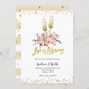 Romantische Gold-Liebe ist Brewing Couple Dusche Einladung