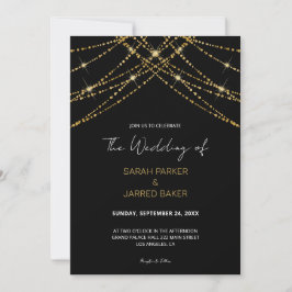 Romantische Gold String Wedding Einladung