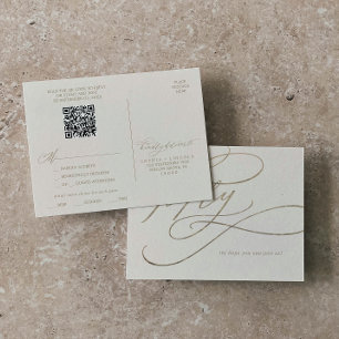 Romantische Gold- und Elfenbein-QR-Code-Menüauswah Einladungspostkarte
