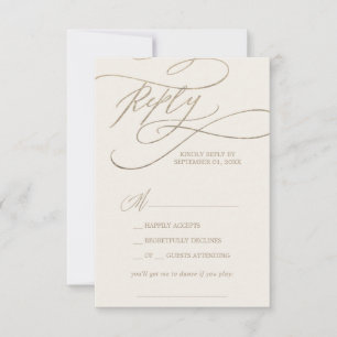 Romantische Gold- und Elfenbein-Song-Request-RSVP- RSVP Karte
