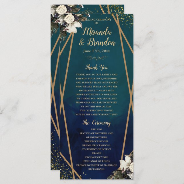 Romantische Gold Wreat Wedding Card (Vorne/Hinten)