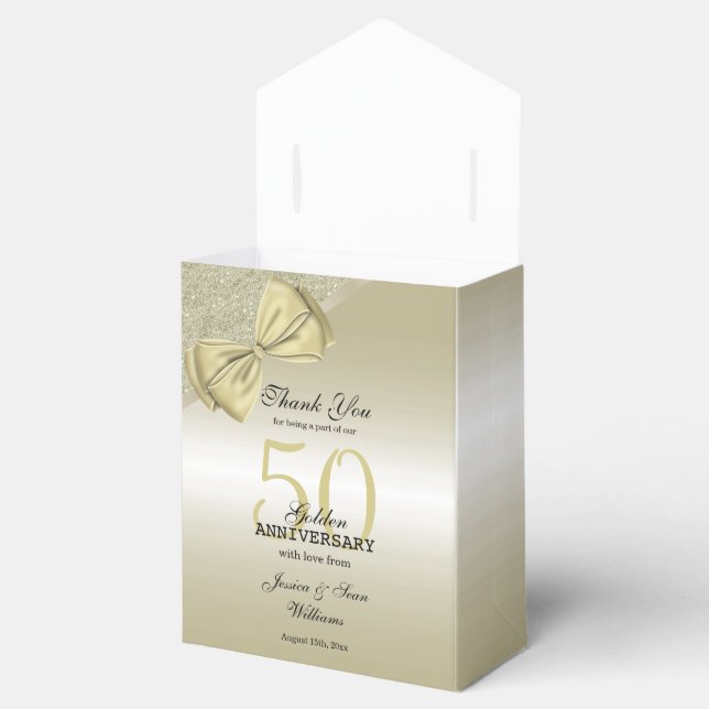 Romantische Goldbucht & Glitzer 50. Hochzeit Geschenkschachtel (Geöffnet)