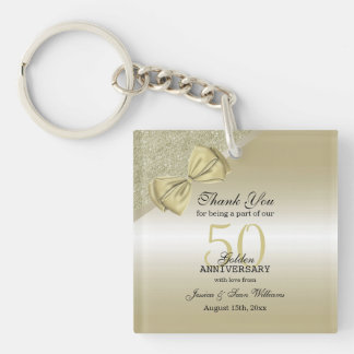 Romantische Goldbucht & Glitzer 50. Hochzeit Schlüsselanhänger