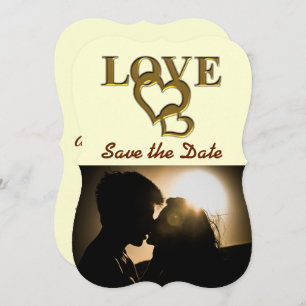 Romantische Goldene Blockaden - Herz, Foto, Rote R Einladung