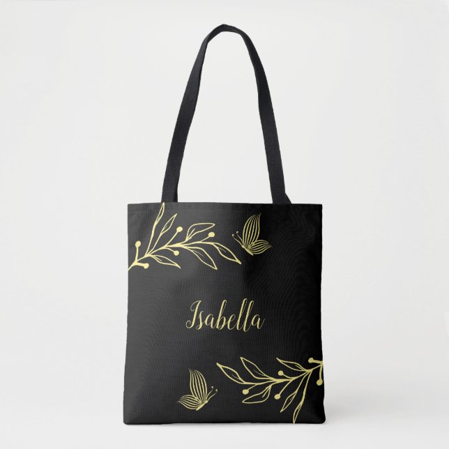 Romantische goldene Blume schwarz (Vorderseite)