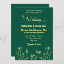 Romantische goldene Blume smaragdgrün