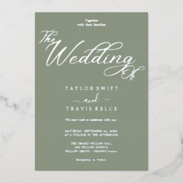 Romantische goldene Foil Sage Grüne Hochzeit Folieneinladung