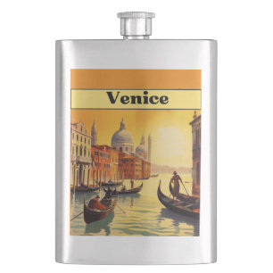 Romantische Goldene Stunde Venedig Italien Vintage Flachmann