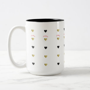 Romantische goldene und schwarze Liebe mit Namen Zweifarbige Tasse