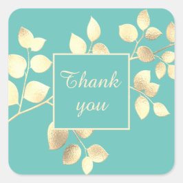 Romantische goldfarbene Blätter quadratischer Aufk Aufkleber