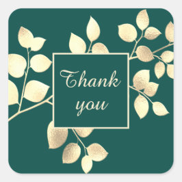 Romantische goldfarbene Blätter quadratischer Aufk Aufkleber