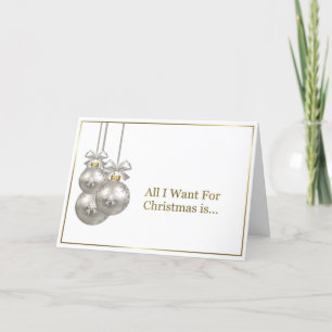 Romantische Goldgrenzsilber-Weihnachtsverzierungen Feiertagskarte