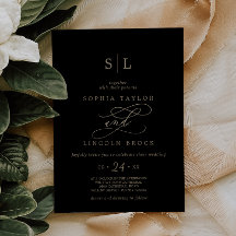 Romantische Goldkalligrafie | Black Monogram Weddi