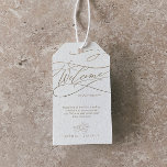 Romantische Goldkalligrafie Blüh Wedding Willkomme Geschenkanhänger<br><div class="desc">Diese romantische Goldkalligraphie blühe den Begrüßungsgeschenk-Tags und eignet sich perfekt für eine einfache Hochzeit. Das moderne klassische Design besticht durch extravagante Wirbel und skurrile Schnörkel mit herrlich eleganten, handgezeichneten Imitaten, die auf Champagner-Goldfolie-Typografie setzen. Personalisieren Sie die Tags mit dem Ort Ihrer Hochzeit, eine kurze Begrüßung, Ihre Namen und Hochzeitsdatum. Diese...</div>