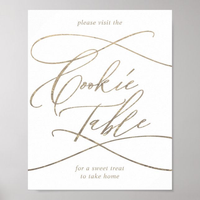 Romantische Goldkalligrafie-Cookie-Tafelsignatur Poster (Vorne)