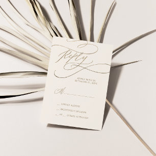 Romantische Goldkalligrafie Einfache RSVP-Karte RSVP Karte