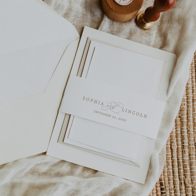 Romantische Goldkalligrafie | Geblüht Hochzeit Einladungsbanderole (Von Creator hochgeladen)