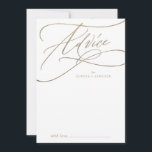 Romantische Goldkalligrafie | Geblüht Hochzeit Hinweiskarte<br><div class="desc">Diese romantische Goldkalligraphie blühe eine Hochzeitsratenkarte, die sich für eine einfache Hochzeit eignet und für jede Veranstaltung genutzt werden kann. Das moderne klassische Design besticht durch extravagante Wirbel und skurrile Schnörkel mit herrlich eleganten, handgezeichneten Imitaten, die auf Champagner-Goldfolie-Typografie setzen. Diese Ratschläge können als Gästebuchalternative für Hochzeitsempfang, Brautparty, Babydusche oder Abschlussfeier...</div>
