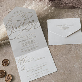 Romantische Goldkalligrafie - Hochzeit von All In One Einladung